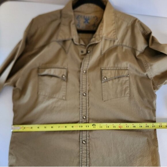 Twenty X Tan Corduroy Pearl Snap Western Button Down Shirt Slim Fit Mens XXL - Picture 11 of 14